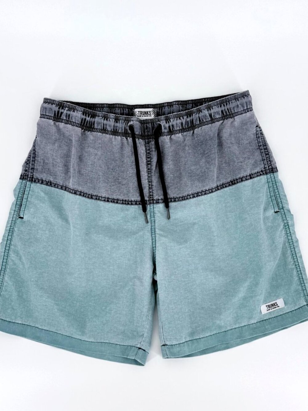 Trunks Surf Co Sano Teal Colorblock Swim Shorts Size M